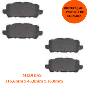 Jogo de Pastilha de Freio Traseira de Cerâmica HRV Accord
