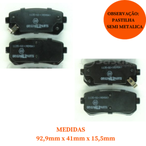 Jogo de Pastilha de Freio Traseira Semi-Metálica Hyundai I30 IX35 Tucson Kia Cerato Picanto Sportage