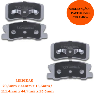Jogo de Pastilha de Freio Traseira de Cerâmica Mitsubishi Pajero Full 2001 a 2006