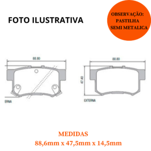Jogo de Pastilha de Freio Traseira de Cerâmica Honda Civic New Civic Hyundai Accent Suzuki SX4